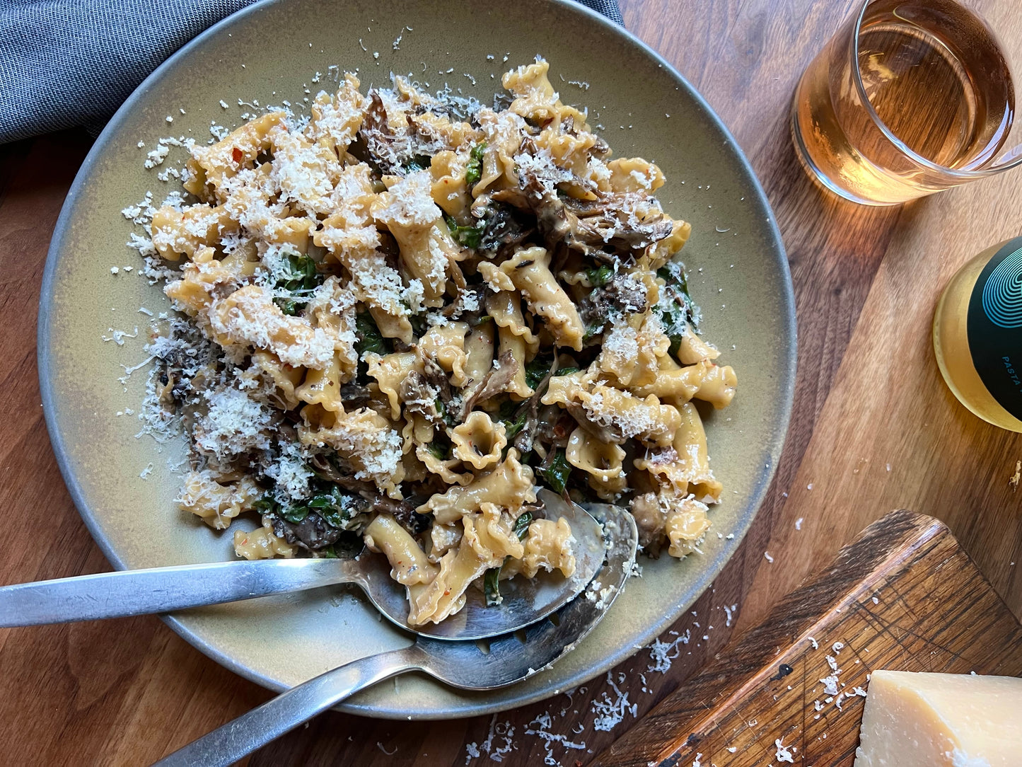 Campanelle with Mushrooms + Kale