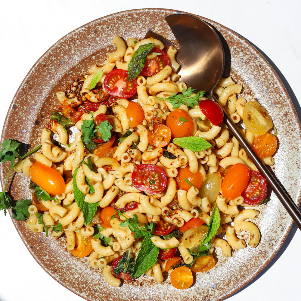 Lemony Pasta Salad with Spiced Tomatoes