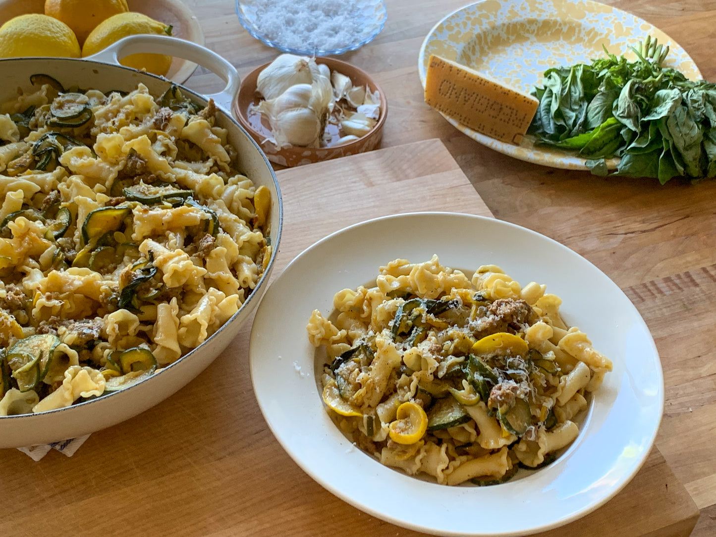 Caramelized Sausage + Summer Squash Campanelle