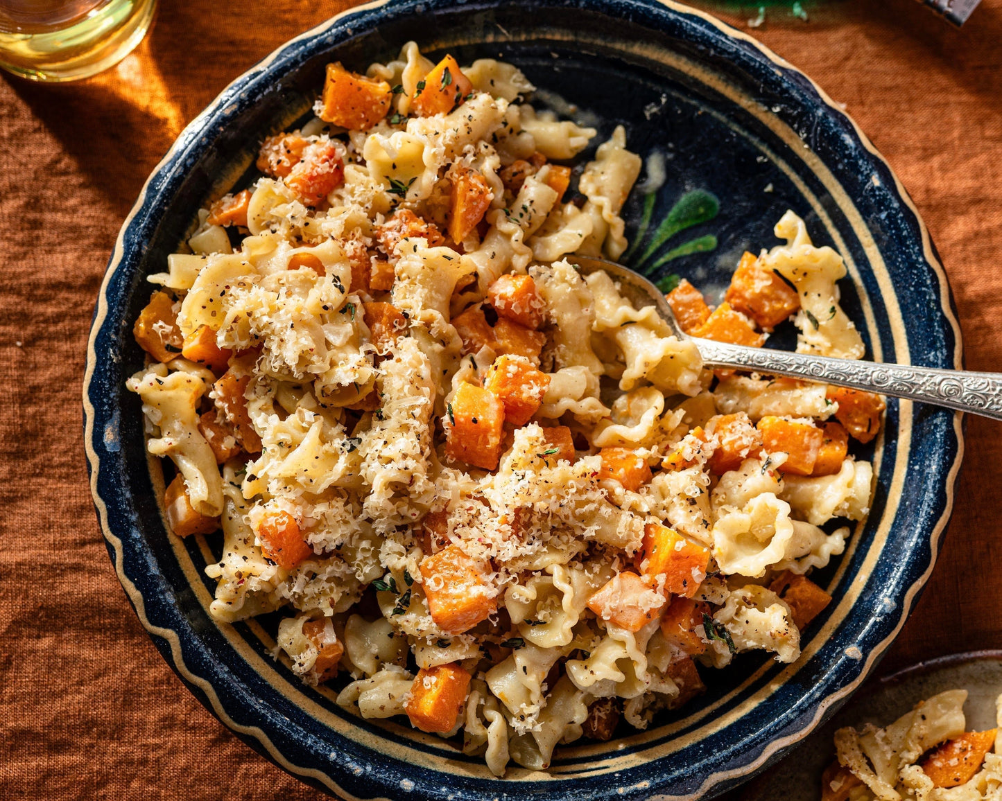 Campanelle with Caramelized Onion, Honeynut Squash + Gouda