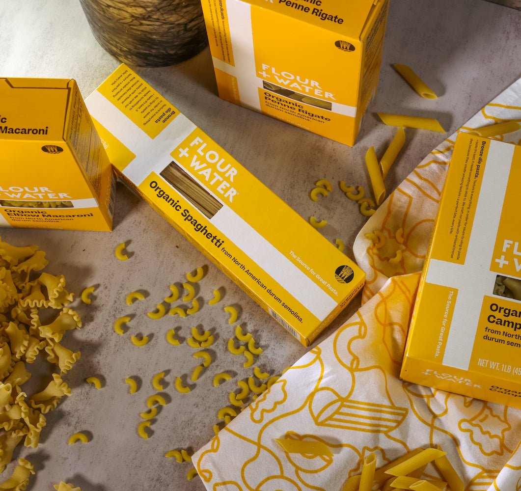 Flour + Water Organic Semolina Pasta, Macaroni, Spaghetti, Campanelle